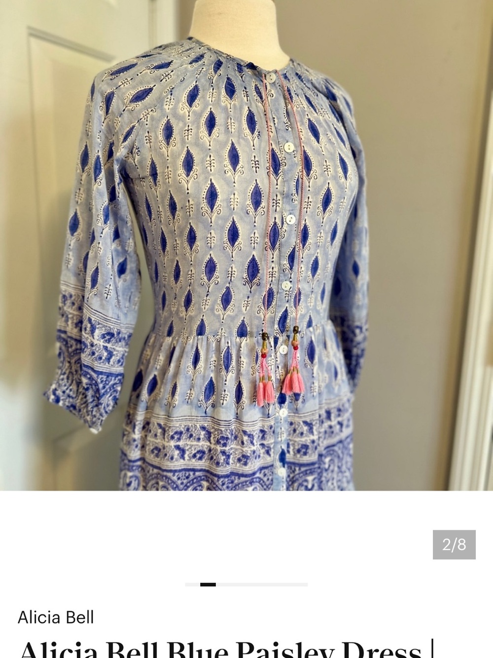 Alicia Bell Blue Paisley Dress! Amazing print !!! XS